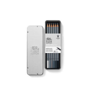 006 - Winsor e Newton Set 6 Matite grafite, Confezione Metallo