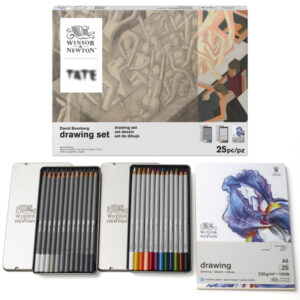 001 - Winsor e Newton - "Tate Collection" Set 12 Matite Grafite + 12 Matite colorate + blocco