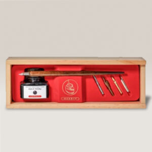 27009T - La Perle des Encres Set con 1 bottiglia di inchiostro Perla nera 30ml, 1 portapennino e 5 pennini Herbin