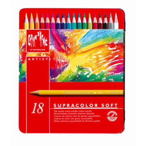 318 - Confezione Metallo 18 Colori Matita Acquerellabile Supracolor Caran d'Ache