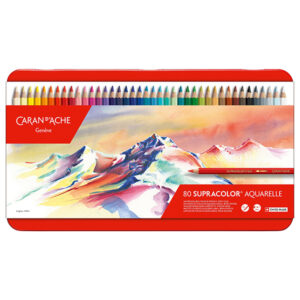 380 - Confezione Metallo 80 Colori Matita Acquerellabile Supracolor Caran d'Ache