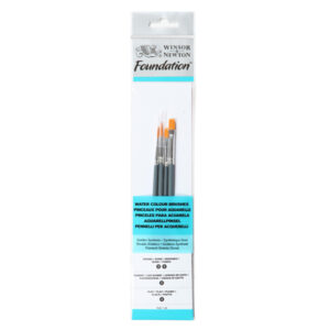 Set 4 pennelli per Acquerello 2 Tondi + 1 Piatto, 1 Lingua di gatto - Winsor e Newton Foundation