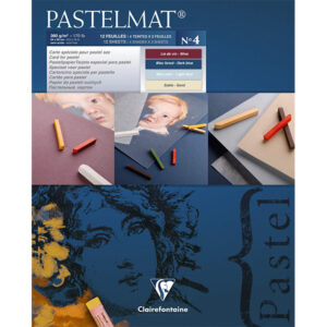 Blocco Pastelmat n° 4 - 24 x 30 cm, Fogli 12, 360 gr (blu scuro, azzurro, bordeaux, sabbia) Clairefontaine