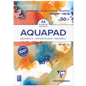 Blocco Goldline Aquapad - A4, Fogli 50 bianchi, 300 gr, Grana medio-Fine Clairefontaine