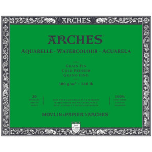 Blocco Aquarell Collato su 4 lati 20 fogli - 15 x 30 cm - Grana Fine - 300 g/m² Arches