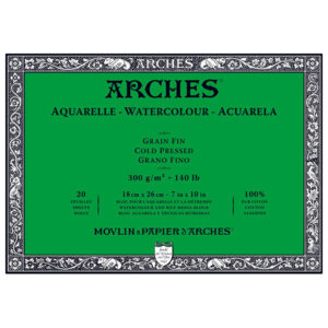 Blocco Aquarell Collato su 4 lati 20 fogli - 18 x 26 cm - Grana Fine - 300 g/m² Arches