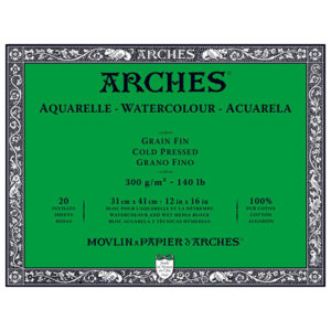 Blocco Aquarell Collato su 4 lati 20 fogli - 31 x 41 cm - Grana Fine - 300 g/m² Arches