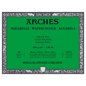 Blocco Aquarell Collato su 4 lati 20 fogli - 46 x 61 cm - Grana Fine - 300 g/m² Arches