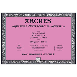 Blocco Aquarell Collato su 4 lati 20 fogli - 18 x 26 cm - Grana Satinata - 300 g/m² Arches