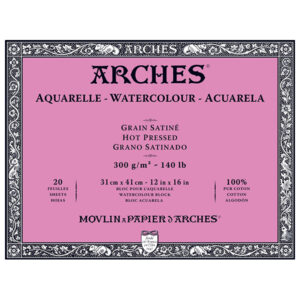 Blocco Aquarell Collato su 4 lati 20 fogli - 31 x 41 cm - Grana Satinata - 300 g/m² Arches