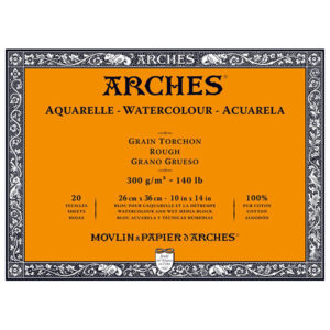 Blocco Aquarell Collato su 4 lati 20 fogli - 26 x 36 cm - Grana Torchon - 300 g/m² Arches