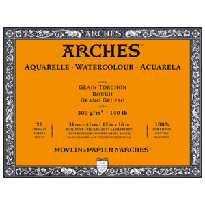 Blocco Aquarell Collato su 4 lati 20 fogli - 31 x 41 cm - Grana Torchon - 300 g/m² Arches