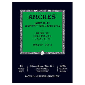 Blocco Aquarell Collato su 1 lato 12 fogli - 23 x 31 cm - Grana Fine - 300 g/m² Arches
