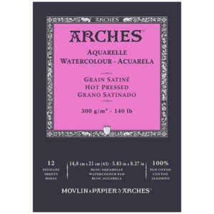 Blocco Aquarell Collato su 1 lato 12 fogli - 14,8 x 21 cm - Grana Satinata - 300 g/m² Arches