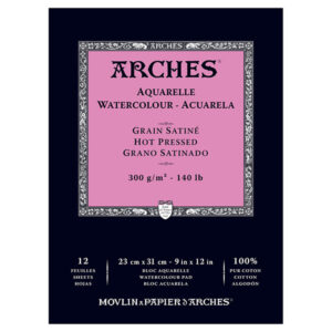 Blocco Aquarell Collato su 1 lato 12 fogli - 23 x 31 cm - Grana Satinata - 300 g/m² Arches