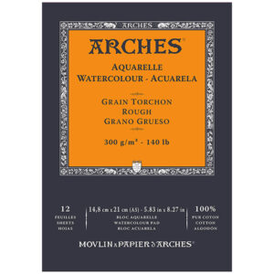 Blocco Aquarell Collato su 1 lato 12 fogli - 14 x 21 cm - Grana Torchon - 300 g/m² Arches