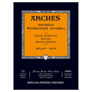 Blocco Aquarell Collato su 1 lato 12 fogli - 23 x 31 cm - Grana Torchon - 300 g/m² Arches