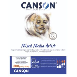 Blocco Mixed Media Artist, A4, 25 Fogli, 300 gr Canson