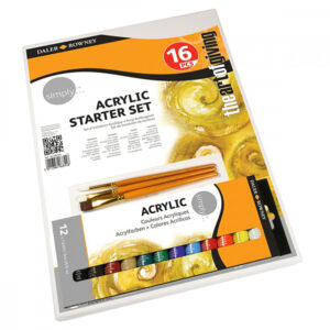 Acrylic Starter Set 12 Tubetti da 12 ML Acrilici + 3 Pennelli + 1 Tela Daler Rowney