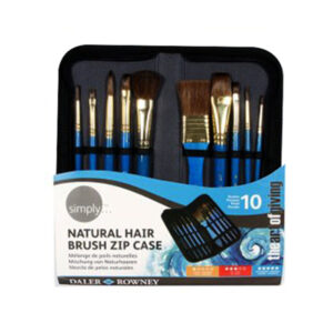 Zip Case, Borsa con chiusura zip + 10 Pennelli manico corto, setola Nat./Sint. Daler Rowney