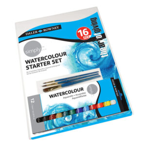 Watercolour Starter Kit Set 12 Tubetti da 12 ML Acquerello + 3 Pennelli + 1 Tela Daler Rowney