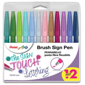 Brush Sign Pen Punta fibra flessibile, Confezione 12 pz.- Pentel