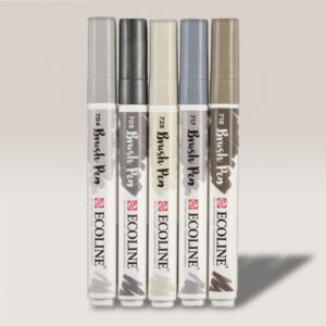 Brushpen Grigio 5 Penne Acquerellabili Ecoline Royal Talens