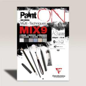 Blocco Multitecnico Paint On Mix 9 Colori Assortiti Fogli 27 gr 250 A3 Clairefontaine