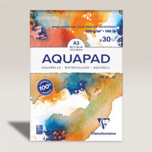 Blocco Goldline Aquapad A3, Fogli 30 bianchi, 300 gr, Grana medio-Fine Clairefontaine