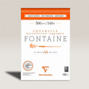 Blocco Acquerello Fontaine Cotone Collato 2 Lati Fogli 12 gr 300 Grana Satinata A4 Clairefontaine