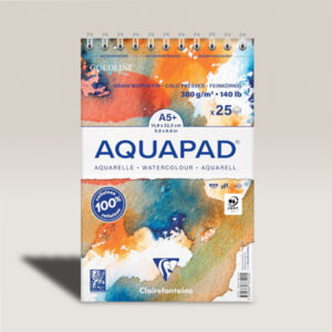 Blocco Spiralato Goldline Aquapad A5, Fogli 25 bianchi, 300 gr, Grana medio-Fine Clairefontaine