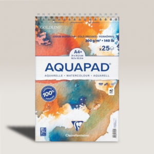 Blocco Spiralato Goldline Aquapad A4, Fogli 25 bianchi, 300 gr, Grana medio-Fine Clairefontaine