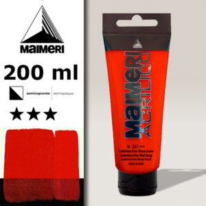 227 - Rosso di Cadmio Free Scuro 200 ML Acrilico Maimeri