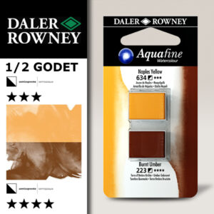 019 - 634 Giallo di Napoli e 223 Terra d'Ombra Bruciata - Acquerello 1/2 Godet Aquafine Daler Rowney