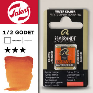 278 - Arancio Pyrrole Acquerello 1/2 Godet Rembrandt Aquarel Talens