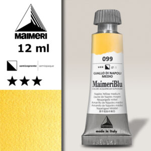 099 - Giallo Di Napoli Medio Colori ad  Acquerello 12 ML Maimeri Blu