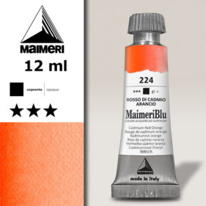 224 - Rosso Di Cadmio Arancio Colori ad  Acquerello 12 ML Maimeri Blu