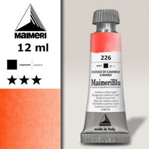 226 - Rosso Di Cadmio Chiaro Colori ad  Acquerello 12 ML Maimeri Blu