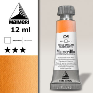 250 - Rosso Di Marte Trasparente Colori ad  Acquerello 12 ML Maimeri Blu