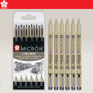 Pigma Micron Set 6 Fineliners 005 - 01 - 02 - 03 - 05 - 08 Sakura