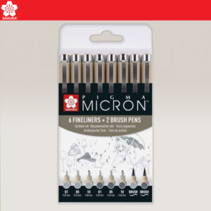 Pigma Micron Set 6 Fineliners + 2 Brush Pens Sakura
