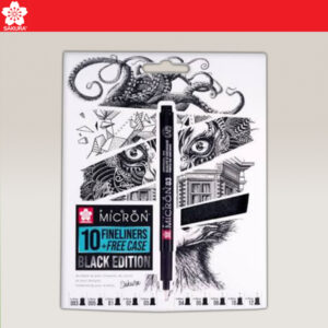 Pigma Micron Black Edition Set 10 Fineliners + Free Case Sakura