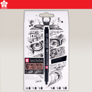 Pigma Micron Black Edition Set 6 Fineliners + Free Case Sakura