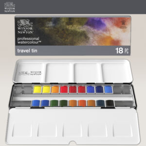 Confezione in Metallo Acquerello Professional Travel Tin Aquarell 18 Mezzi Godet Winsor e Newton